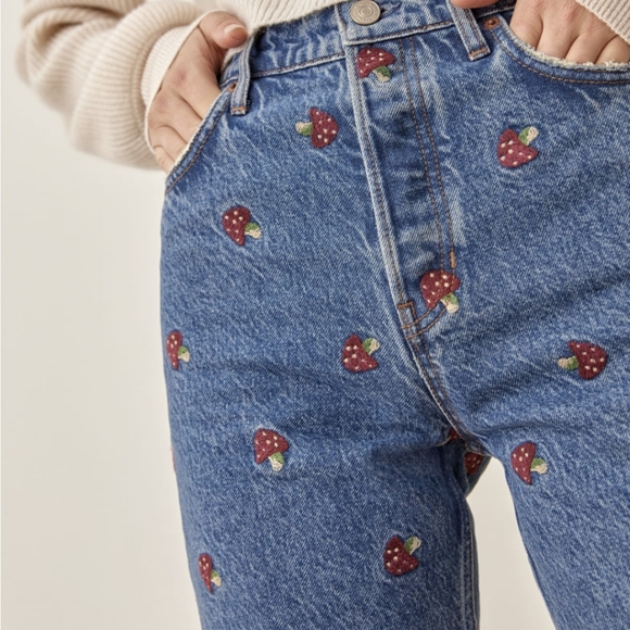 Nwt Reformation Mushroom Embroidered 